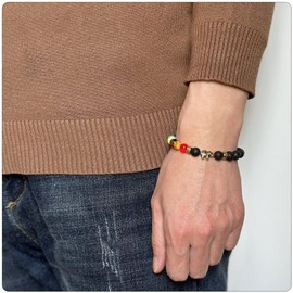 PEAS Fashion Jewelry Elephant Charm Bracelet Essential Oil Diffuser Lava Tiger Eye Stone Bracelet(Chakra Lava)