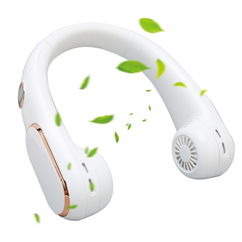 Neck Fan 4 Speeds Quiet Bladeless USB Rechargeable 2400mAh Battery