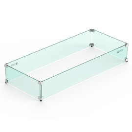 Skyflame 42" X 18" Rectangular Fire Pit Glass Wind Guard Replacement for Outdoor