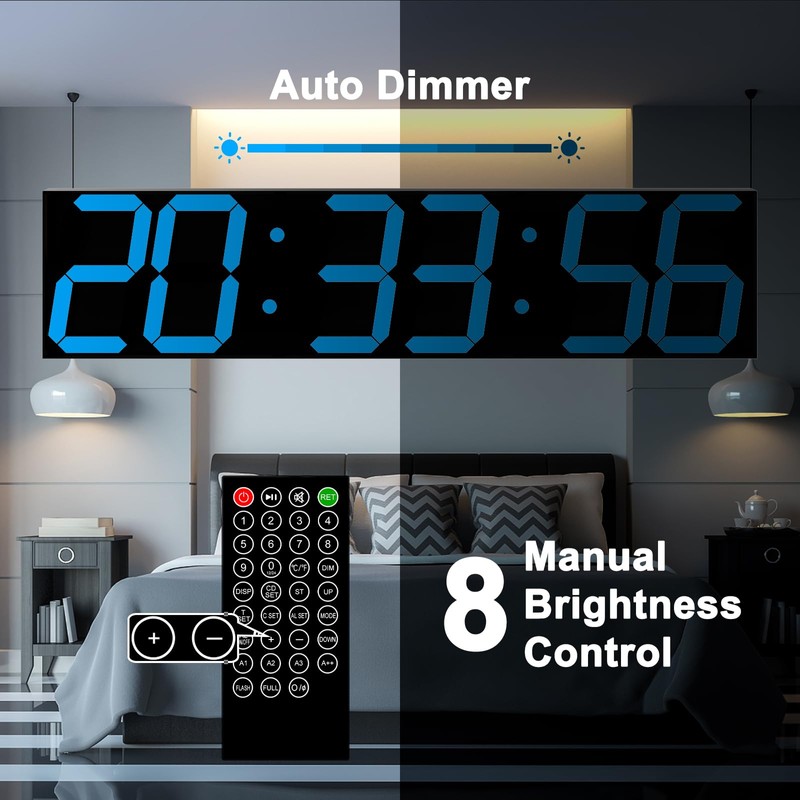 CHKOSDA Digital Wall Clock, Oversize Led Digital Clock Large Display