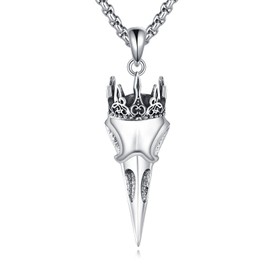 VONALA Raven Skull 925 Sterling Silver Necklace Viking Crown Gothic Witchy Jewelry Gift for Men Women Birthday Christmas