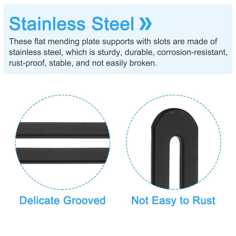 sourcing map 2Pcs Adjustable Flat Mending Plate Support with Slot,