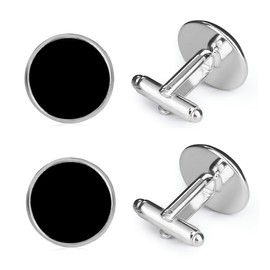 AOEVUIR 4 x Cufflinks Men's Cuff Links Classic Stainless Steel Cufflinks for Men Black Cufflinks for Men Wedding Business Shirt