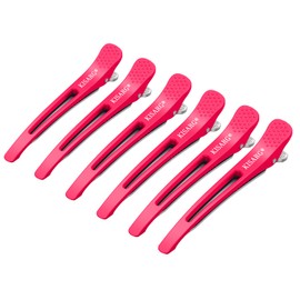 KISARG Duck Curl Hair Clip, Men’s Hairpin, Bangs, Sectioning, Unisex, For Professional Hairdressers, Does Not Leave Marks, Large, Set of 6, 4.5 inches (11.5 cm), Pink