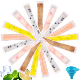 shallyong Water Ice Bags, Pack of 100 Water Ice Moulds, Water Ice Bags Reusable, with Funnel, Reusable, Ice Pop Maker, Popsicle Moulds (27 x 5.5 cm)
