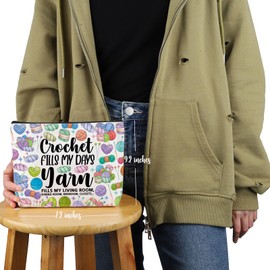 PYOUL Crocheting Lover Gift Crochet Fills My Days Makeup Bag Knitting Lover Cosmetic Bag Yarn Lover Gift (Fills My Days Bag)