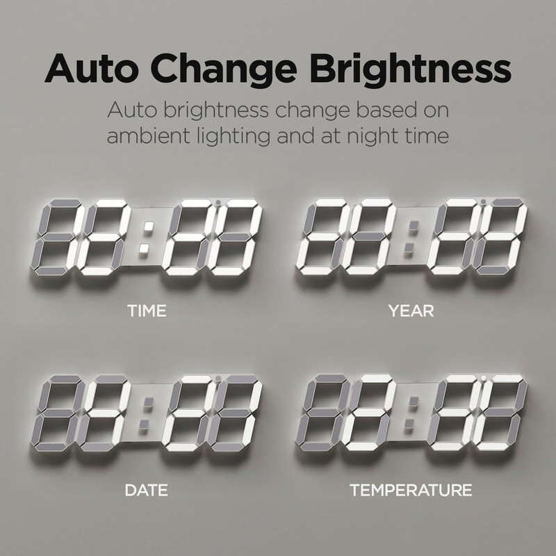 mooas 3D LED Clock, Multi-Function LED Clock (Calendar, Alarm, Temperature)