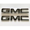 GMC 2 PC Front & Rear Emblem Chrome Black For