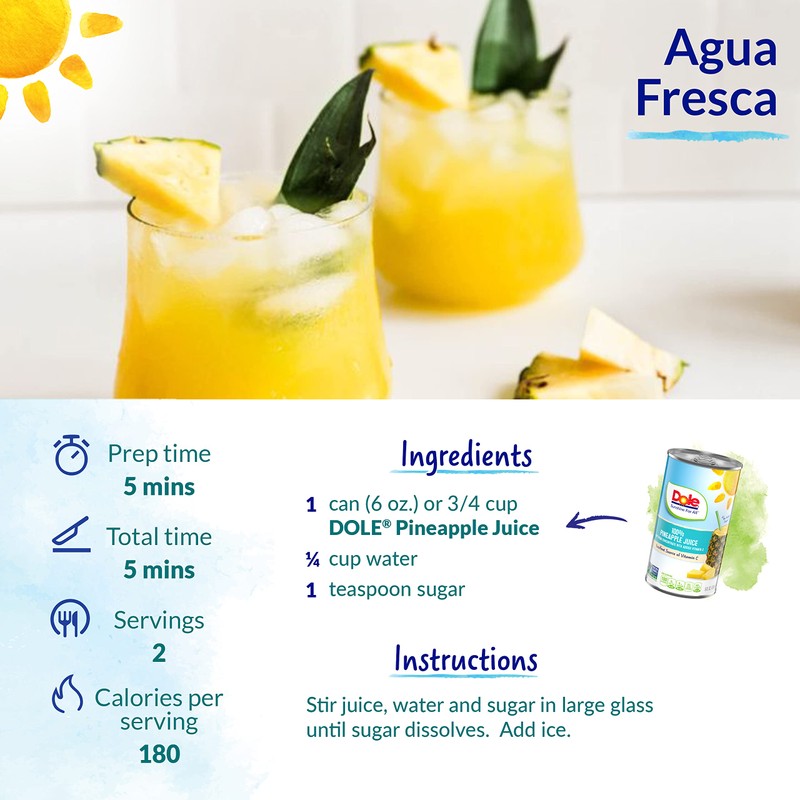 Dole 100% Pineapple Juice, 100% Fruit Juice with Added Vitamin