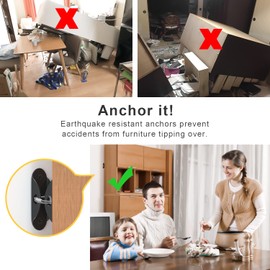 Booda Brand Booda Brand Furniture Straps (10 Pack) Baby Proofing Furniture Anchors, 400lbs Tension Earthquake Resistant Metal Straps