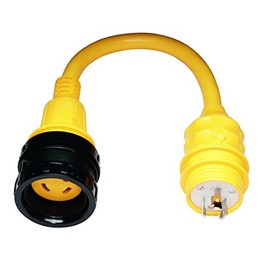 Marinco 106A Marine Electrical Shore Power Pigtail Adapter (20-Amp 125-Volt Locking Male to 30-Amp 125-Volt Locking Female with Sealing Collar System, Yellow)