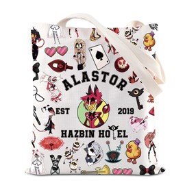 TGBJE Alastor Inspired Tote Bag Hazbin Cartoon Inspired Gift Alastor Character Lover Gifts (C Alastor)