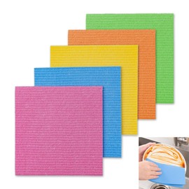 Pack of 5 Sponge Cloth for Kitchen, Reusable Sponge Cloth, Soft and Super Absorbent Absorbent Tea Towels