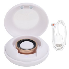 Smart Ring Health Tracker Sleep Monitoring Step Counting IP68 Waterproof Wearable Smart Ring with APP and Charging Case for Men and Women Gold No.8