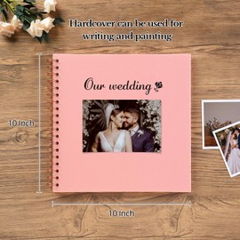 potricher 10 x 10 Inch DIY Scrapbook Album 40 Pages Hardcover Kraft Paper Scrap Book Photo Albums Memory Book for Wedding and Anniversary Family (Pink, 10 Inch)