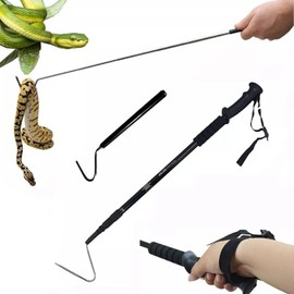 KANCOKIT 57" Retractable Snake Hook, Professional Reptile Grabber Snake Catcher, Aluminum Alloy Telescopping Snake Handling Tool with Stainless Steel Soft Grip, for Catching Controlling Moving Snake
