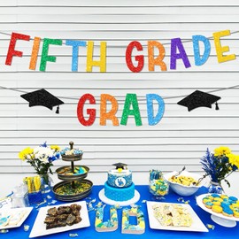 5th Grade Grad Banner, 2025 Fifth Grade Banner Peace Out 5th Grade Next Stop Middle School Decoration Fifth Grade Class of 2025 Graduation Party Supplies Kids Classroom Banner Decor