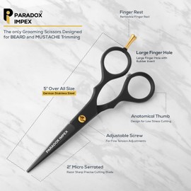 Tijeras Para Barba Y Bigote De 5" Tijeras Para Barba De Acero Inoxidable Alemán Vienen Con 1 Pinza 1 Peine Para Barba 1 Peine Para Bigote Y Bolsa Tijeras Para El Cabello Para T