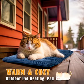 Kiroto Pet Heating Pad, Outdoor Heating Pad for Cats, Cat Heating Pad for Cat House Outside, Waterproof Cat Warming Pad for Feral Cats, Safe Electric Heat Pad, Heated Outdoor Cat Bed, 27" X 16"