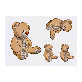 4 x 'Teddy Bear' Temporary Tattoos - Water Resistant, Skin-Safe, Non-Toxic Transfers, Mixed Sizes (TO00036287)
