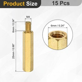 sourcing map 15Pcs Male to Female Thread Spacer Screws, M4 x 25mm + 6mm Brass Hex Standoff Screws PCB Motherboard for Drone Quadcopter, Computer and Circuit Board