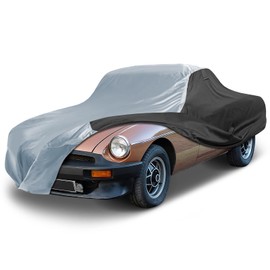 iCarCover Custom Car Cover for 1962-1981 MG MGB Roadster Waterproof All Weather Rain Snow UV Sun Protector Full Exterior Indoor Outdoor Car Cover (2-Tone - Black/Gray)