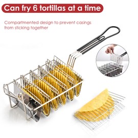 Sonhomay Taco Fryer Basket, Taco Shell Fryer, 6 Shells Deep Fryer Taco Holders with Detachable Handle, Taco Shell Maker for Baking Fryer Air Frying Kitchen Cooking Tools