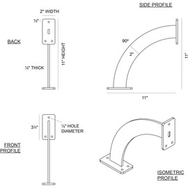 Ekena Millwork BKTM02X11X11BRCRS 2-Inch W x 11-Inch D x 11-Inch H Bradford Bracket, Steel