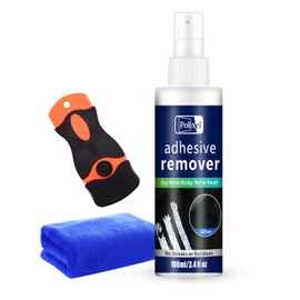 POLIXEL Adhesive Remover Car Stickers Removal Spray with Plastic Scraper & Microfiber Towel Efficiently Removes Glue, Stickers, Labels, Decals, Tape Residue, Gum, Tar, Grease - 3.4 oz/100ml