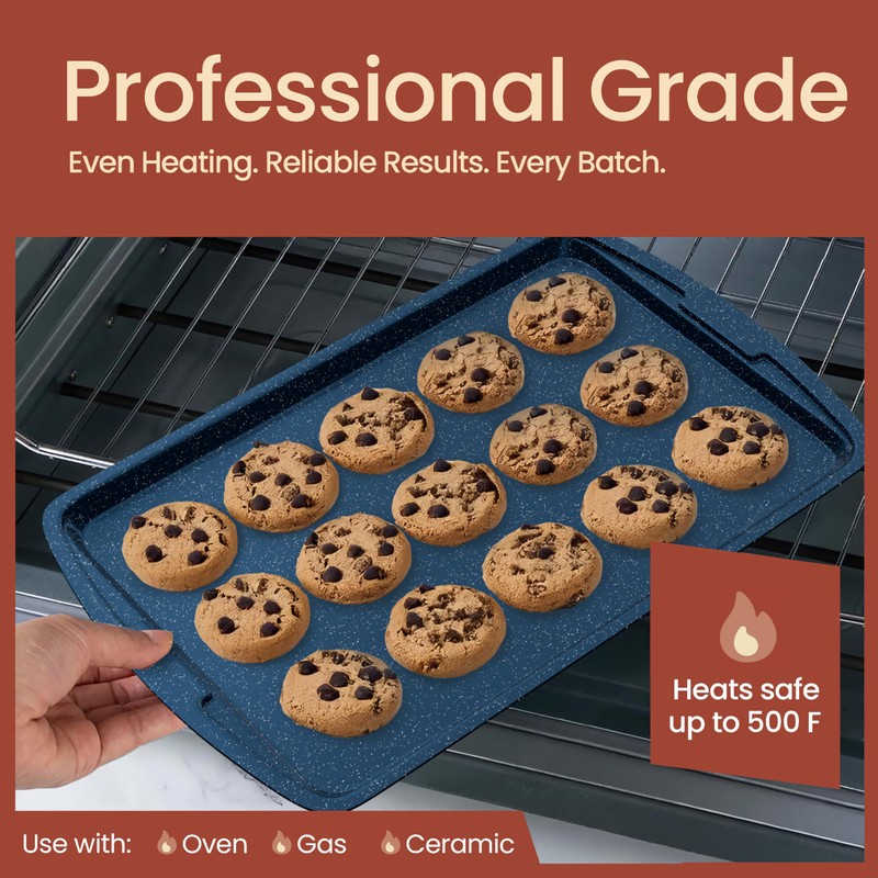Blue Marble 10-Piece Bakeware Sets, Nonstick Carbon Steel Baking Sheet