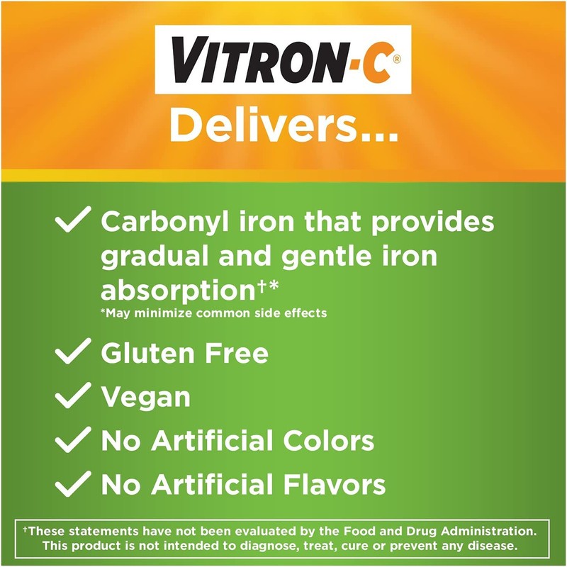 Vitron-C Iron Supplement Plus Vitamin C Coated Tablets 60 ct
