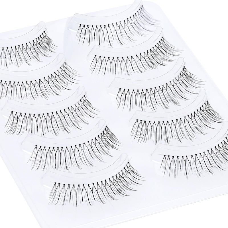 False Eyelashes, EMEDA 100% Handmade Hand Tied Transparent Axis Natural