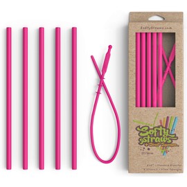 Silicone Straws - Slender Size BPA Free Non-Rubber Silicon Reusable Drinking Straws for Stainless Steel 20 oz Yeti Tumbler - Flexible, Chewy, Bendy & Safe for Kids/Toddlers