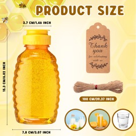 Sliner 36 Set 16 oz Clear Honey Squeeze Bottle Plastic Honey Jars with Leak Proof Flip Top Lid and Thank You Tag Honey Container Empty Refillable Maple Syrup for Storing and Dispensing