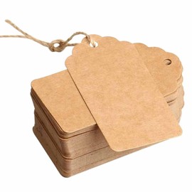 Brown Price Tags with String | Kraft Luggage Tags | Craft Labels | Paper Gift Labels | 100 Pcs 7 X 4 Cm with Jute String DIY for Wedding Gifts