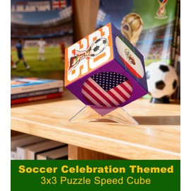 2026 International Soccer Tournament Theme 3x3 Cube Puzzle - Smooth Turning Speed Magic Cube Brain Teaser Toy, Collectible Memorabilia & Party Decor Gift for Football Fans