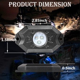 RGB LED Rock Light, Moso LED 6 RGB LED Pods Multicolor Neon Rock Light Kit with Bluetooth Remote Control Muiti-Modes Underglow Rock Rail Lights for ATV SUV Off-Road Truck Boat Marine