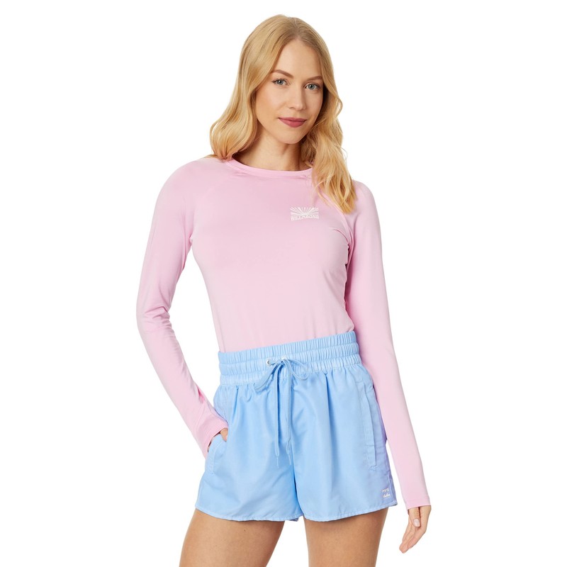 Billabong Women's Standard Sol Searcher Long Sleeve Rashguard, Pink Trails,