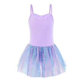 EQSJIU - Leotardos de ballet para niñas con falda extraíble, conjunto de manga con volantes, Azul (Blue Mesh), 2-3T