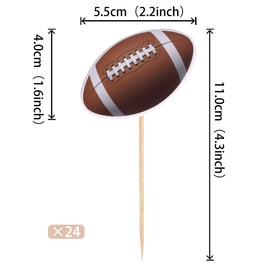 24 piezas de decoración para magdalenas de rugby, temática de pelota deportiva, para cupcakes, temática deportiva, baby shower, jugadores de rugby, fiesta de cumpleaños, suministros de decoración de pasteles