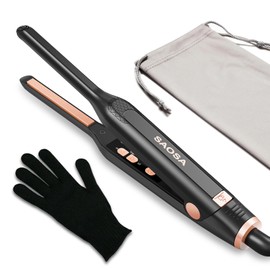 SAOSA 3/10 Inch Pencil Flat Iron for Short Hair - Mini Hair Straightener with Ceramic Plates, Adjustable Temperature, Dual Voltage Mini Flat Iron for Pixie Cut, Bangs & Edges, Auto Shut Off