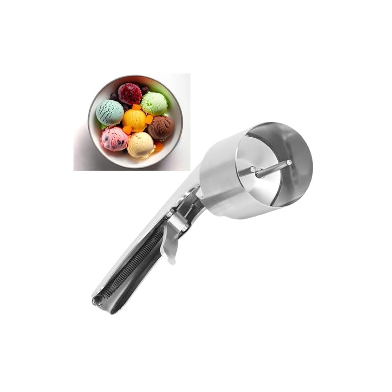 Cuchara para helado de 2 uds, cilíndrica de acero inoxidable,