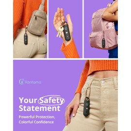 Vantamo Personal Alarm for Self Defense with Low Battery Notice, Strobe Light & Extra Loud 130 dB Double Speakers Safety Keychain Set for Women, Rechargeable Panic Button for Womens Self Defense
