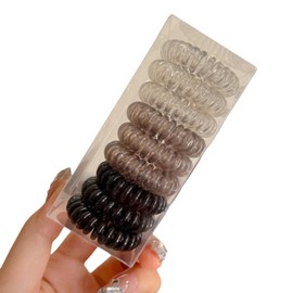 9-Pack Women's Hair Ties - Waterproof Hair Ties for Women Spiral Hair Ties for Thick Hair Elastic Hair Ties for Thin Hair Elastic and Spiral Hair Ties(Dark coffee)