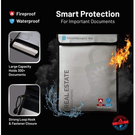 Secure My Legacy Fireproof Document Bags - Waterproof Document Bags - Document Holder - Protects Documents from Fire, Water & Smoke Damage (Real Estate Documents Bag (11Wx15L))