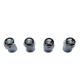 Roost Aluminum Tire Valve Cap Tire Wheel Rim Air Valve Cap Skull 4pcs