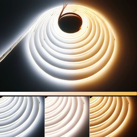 GOMING 24V CCT Tunable White COB LED Strip Lights 2700-6500K 16.4ft(5M) 624LED/M CRI 93+ Flexible IP20 No-Waterproof LED Tape Lights for Home Decoration(Controller and Power Supply Not Included)
