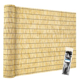 Natural Reed Fencing Rolls,5.5FT X 16.4FT Reed Screen Curtain Fence Covering Privacy Bamboo for Outdoor Backyard Patio（Yellow）