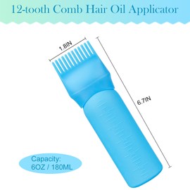 Cosywell Root Comb Applicator Bottle 6 Ounce 3 Pack Hair Oiling Bottle Hair Dye Applicator Brush for Hair Root Comb Color with Graduated Scale(White Blue Green)