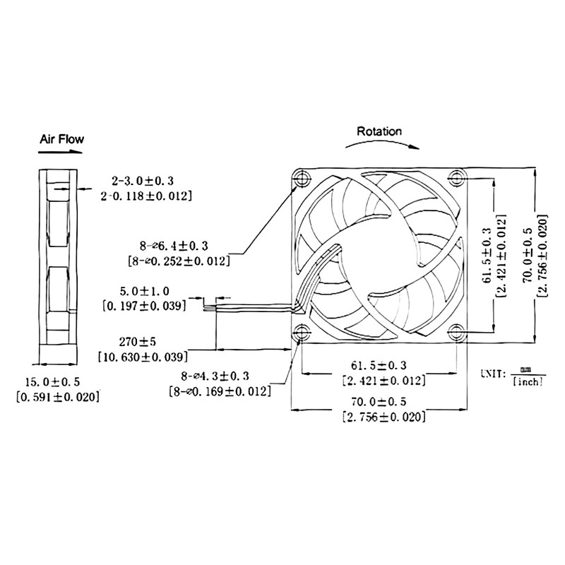Wathai DC 12V Cooler Case Fan 70mm x 70mm x